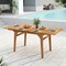 55 Inch Acacia Wood Expandable Outdoor Table with Umbrella Hole Ideal for Patio Gatherings